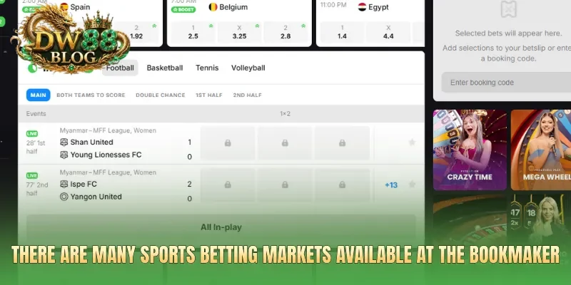 There are many sports betting markets available at the bookmaker